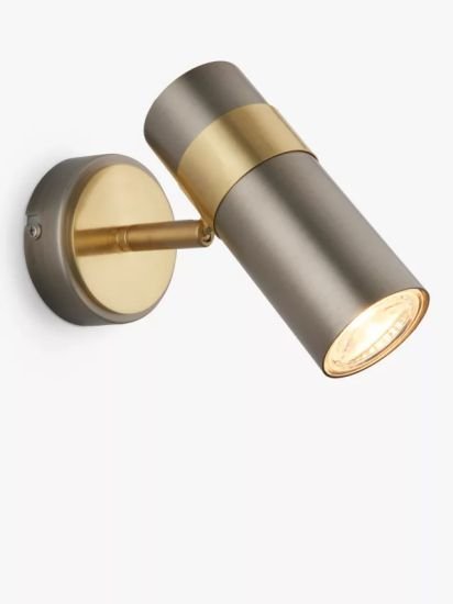 Single Spotlight Wall Light, Matte Nickle/Gold