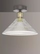 Semi Flush Prismatic Glass Ceiling Light, Clear/Brass