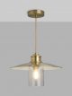 Metal & Glass Pendant Ceiling Light, Antique Brass